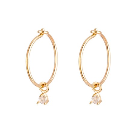 Zirconia Hoop Earrings in 9K Gold