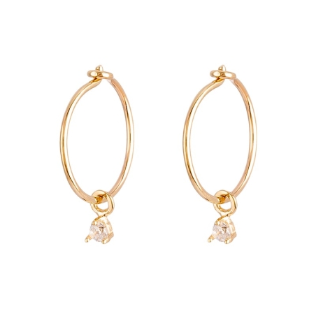 Zirconia Hoop Earrings in 9K Gold