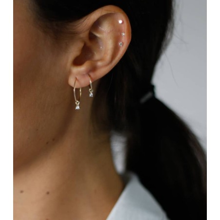 Zirconia Hoop Earrings in 9K Gold