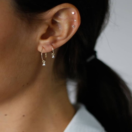 Zirconia Hoop Earrings in 9K Gold