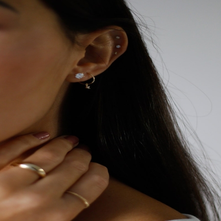 Zirconia Hoop Earrings in 9K Gold