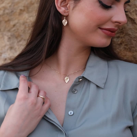 Colgante Hoja en Oro de 9K