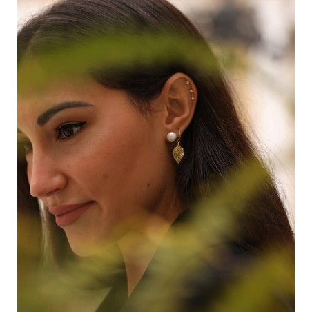 Pearl and 9K Gold Earrings