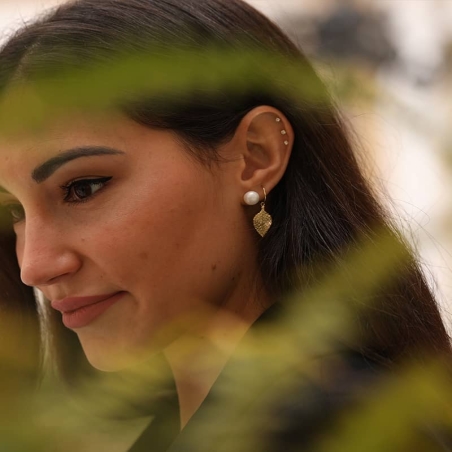 Pendientes Perla y Oro en 9K