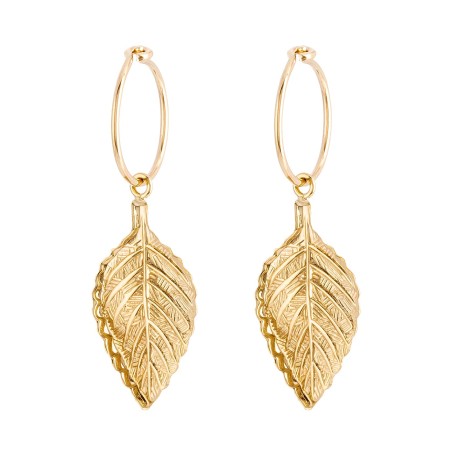 9K Gold Leaf Hoop Earrings