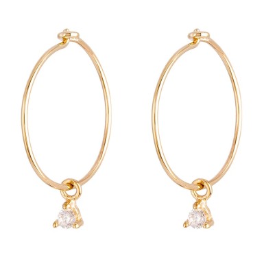 Zirconia Hoop Earrings in 9K Gold