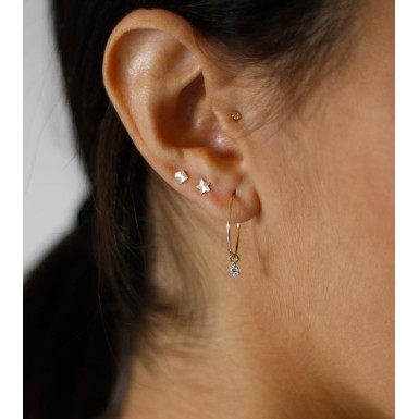 Zirconia Hoop Earrings in 9K Gold 2