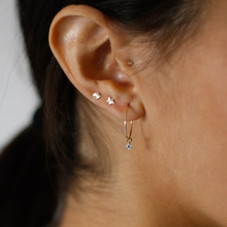 Zirconia Hoop Earrings in 9K Gold