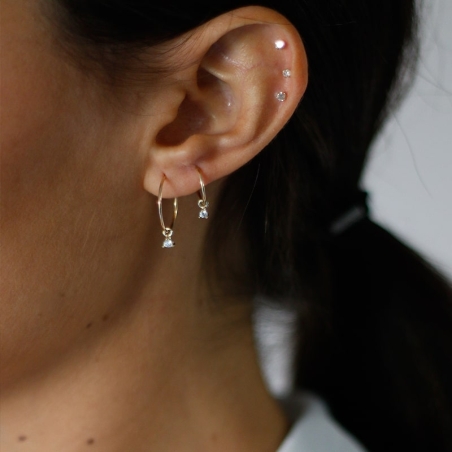 Zirconia Hoop Earrings in 9K Gold