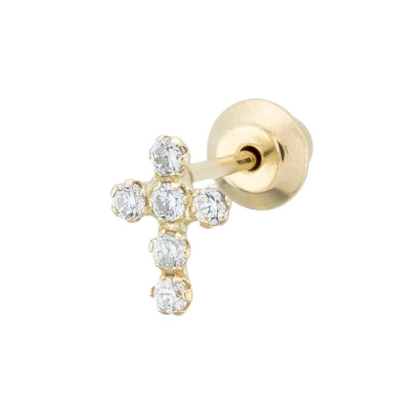 Piercing Cruz Circonitas en Oro de 9K