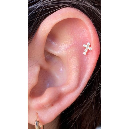 9K Gold Zirconia Cross Piercing
