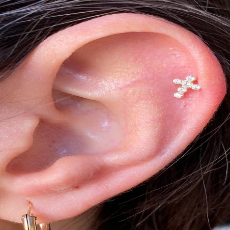 9K Gold Zirconia Cross Piercing