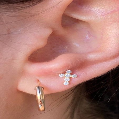 9K Gold Zirconia Cross Piercing