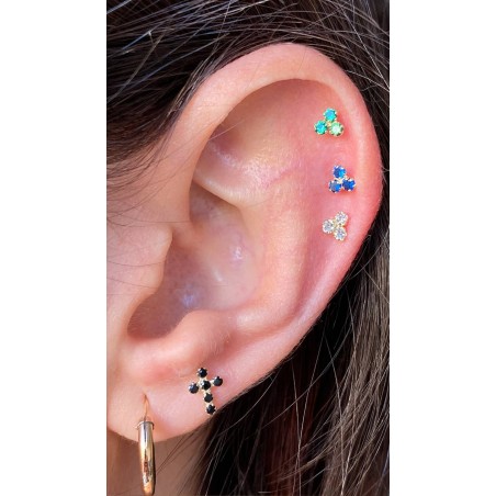 Piercing Trébol Circonita en Oro de 9K
