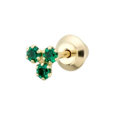 Emerald Clover Piercing in 9K Gold