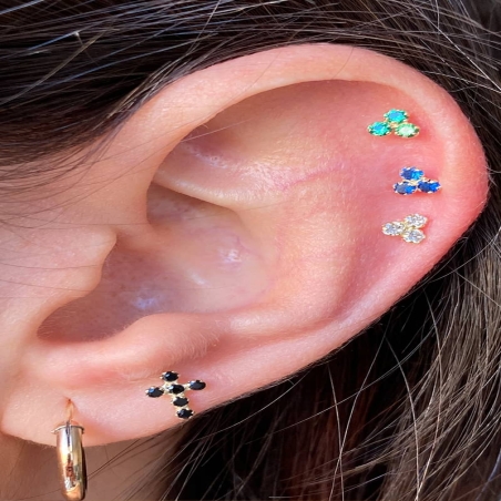 Piercing Trébol Esmeralda en Oro de 9K