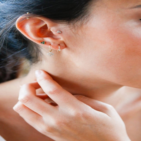 Emerald Clover Piercing in 9K Gold