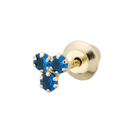 Piercing Trébol Zafiro en Oro de 9K