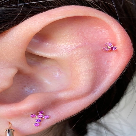 Ruby Trefoil Piercing in 9K Gold