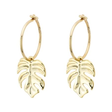 Adam's Leaf Hoop Earrings in 9K Gold