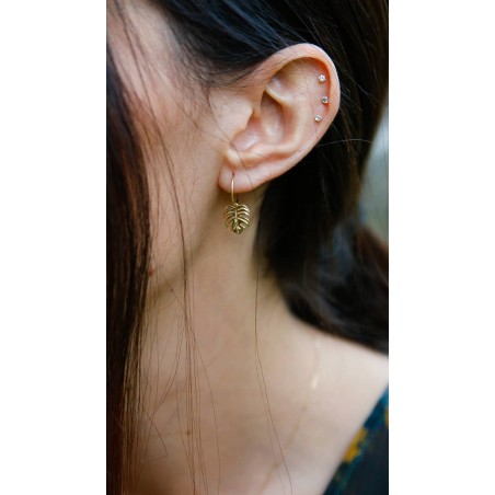 Adam's Leaf Hoop Earrings in 9K Gold