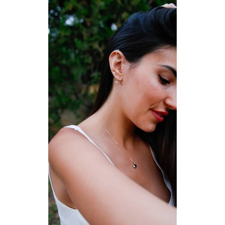 Zirconia Clover Hoop Earrings in 9K Gold