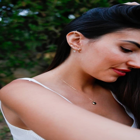 Zirconia Clover Hoop Earrings in 9K Gold