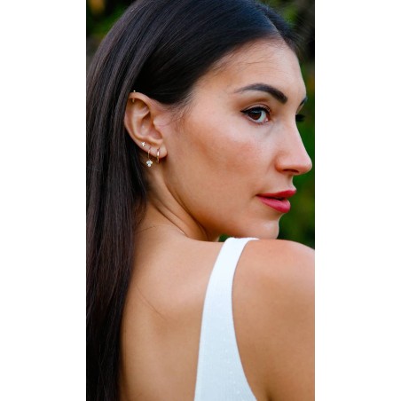 Zirconia Clover Hoop Earrings in 9K Gold