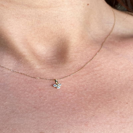 Colgante Trébol Circonita en Oro de 9K