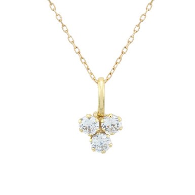 Large Cubic Zirconia Clover Pendant in 9K Gold