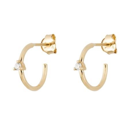 Hoop Earrings with Zirconia in 9K Gold
