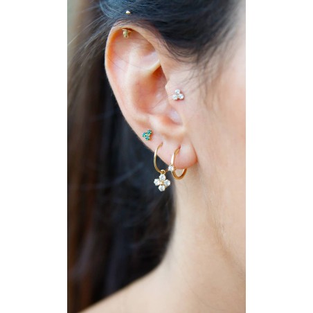 Hoop Earrings with Zirconia in 9K Gold