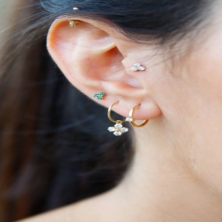 Hoop Earrings with Zirconia in 9K Gold