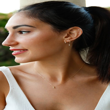 Hoop Earrings with Zirconia in 9K Gold