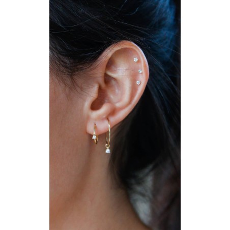 Hoop Earrings with Zirconia in 9K Gold