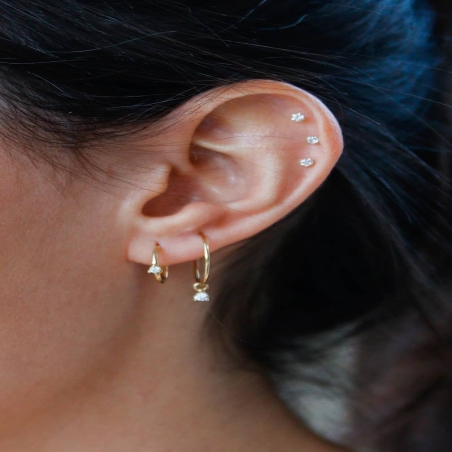 Hoop Earrings with Zirconia in 9K Gold