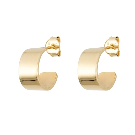 Pendientes Medio Aro Plano en Oro de 9K