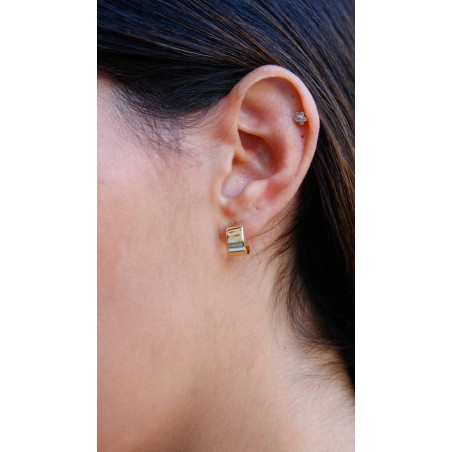 Half Flat Hoop Earrings in 9K Gold