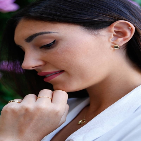 Half Flat Hoop Earrings in 9K Gold