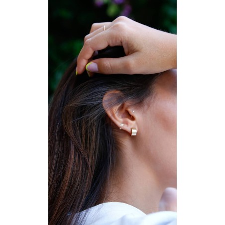 Half Flat Hoop Earrings in 9K Gold