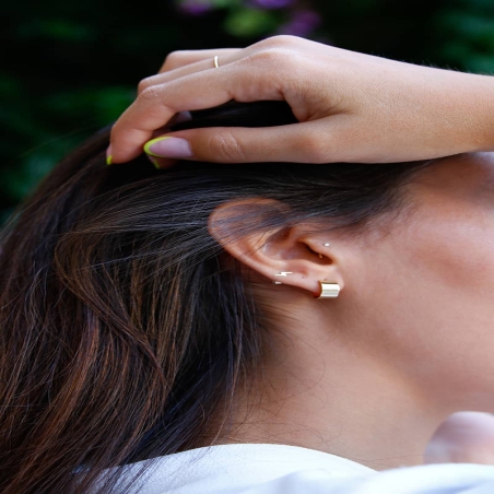 Half Flat Hoop Earrings in 9K Gold