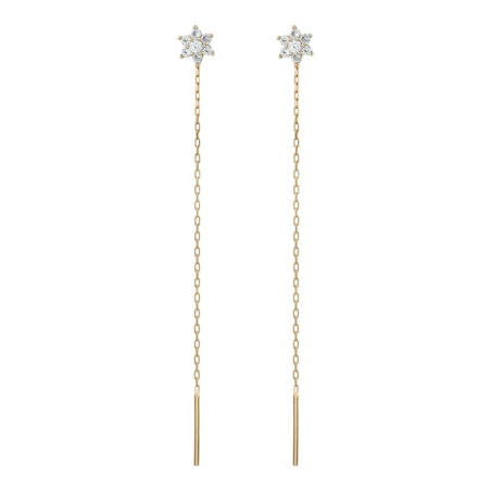 Zirconia Flower Earrings with Chain