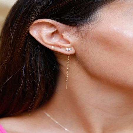 Pendientes Flor de Circonitas con Cadena