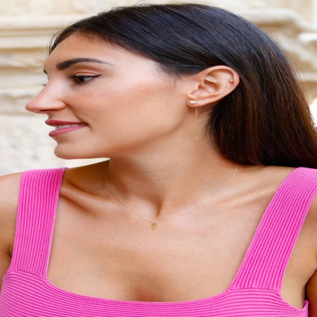 Zirconia Flower Earrings with Chain