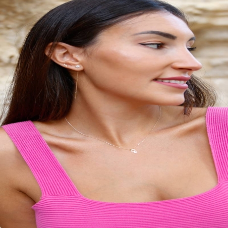 Zirconia Flower Earrings with Chain