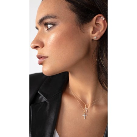 Pendientes Flor de Circonitas con Cadena