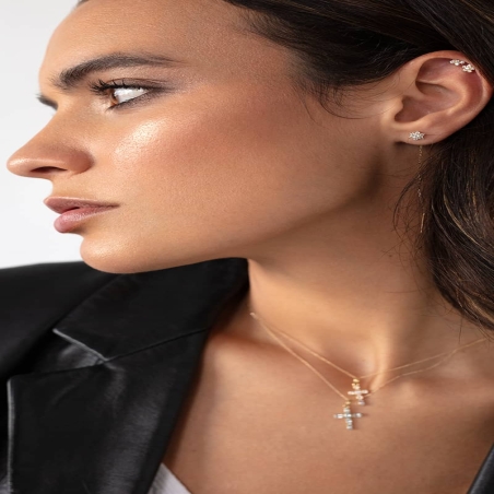 Pendientes Flor de Circonitas con Cadena