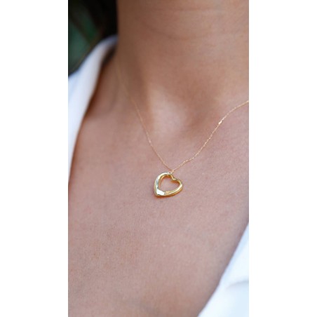 Hollow Heart Pendant 9K Gold