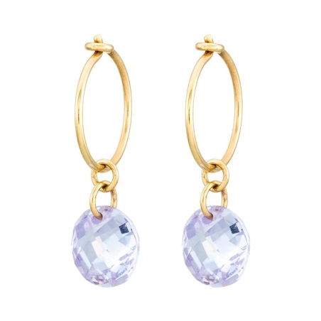 Hoop Earrings with Lilac Zirconia in 9K Gold