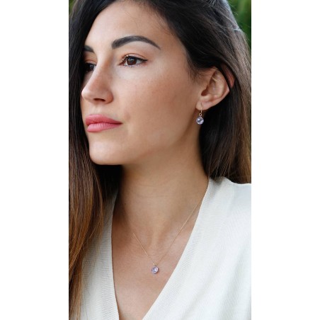 Hoop Earrings with Lilac Zirconia in...